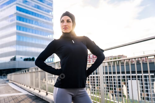 Preview: Arabian sportive woman training outdoors