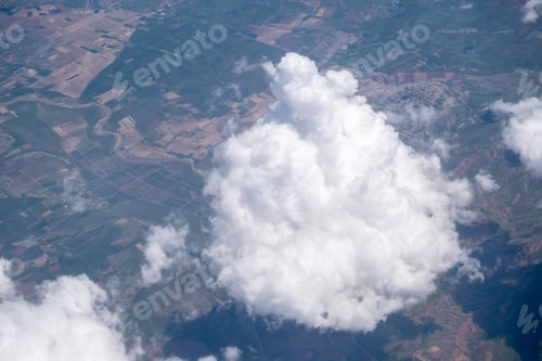 Preview: Big white clouds in a blue sky close-up. There is a place for the text