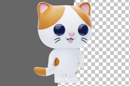 Preview: Cat Character with Tongue Sticking Out 3D Illustration