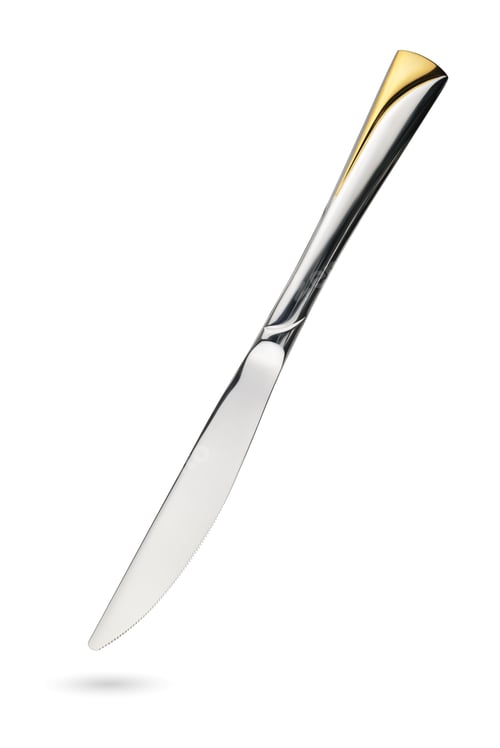 Preview: Steel dinner knife isolated on white background