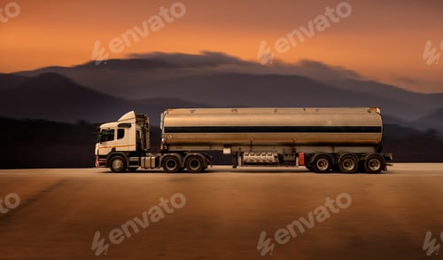 Preview: Gasoline tanker with fuel tanker truck shipping speed on high way road to delivery logistic business