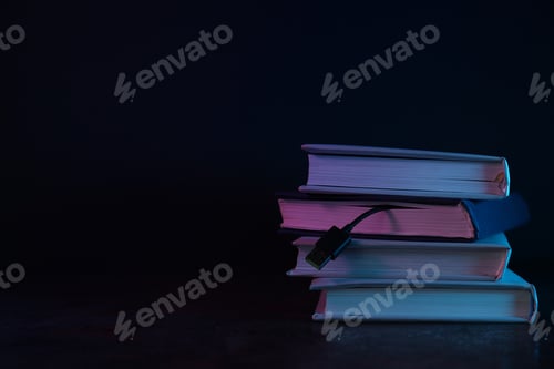 Preview: Concept of books vs technology, space for text