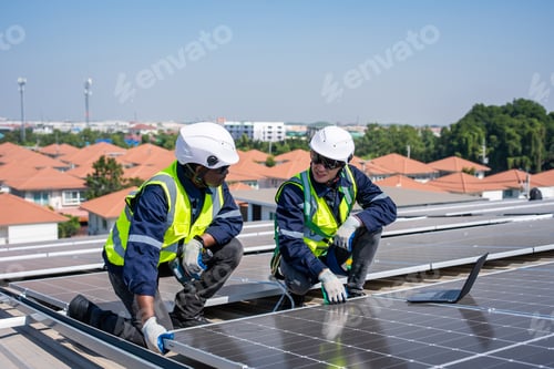 Preview: Professional engineer work to maintenance of photovoltaic panel system.