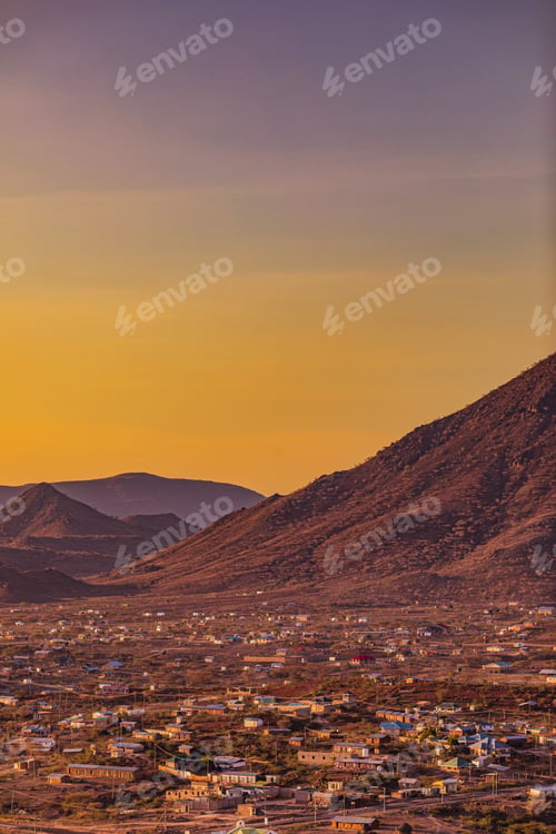 Preview: Kenya East Africa Landscape City Loima Hills Mountains Lodwar Town Turkana County Panoramic Travel