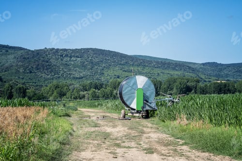 Preview: Hose reel machine at a corn field