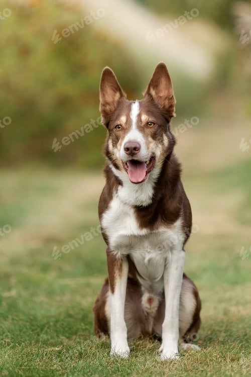 Preview: Dog Sitting in Grass. Border Collie dog outdoor