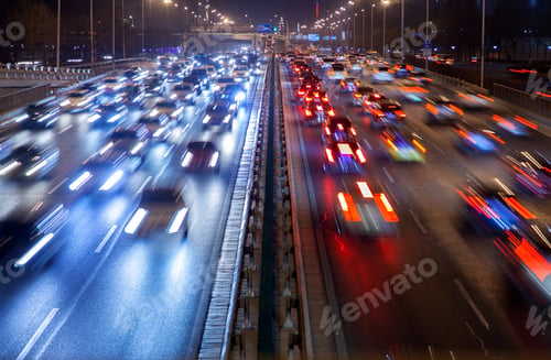 Preview: Chinese cars drive along huge highway in Beijing