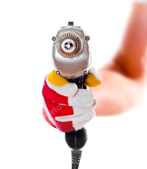 Preview: gloved hand with drill