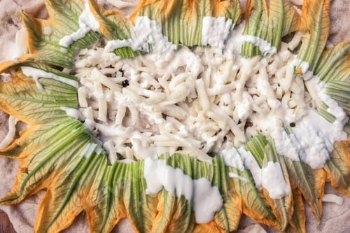 Preview: Stuffed Squash Blossoms with White Cheese and Cream