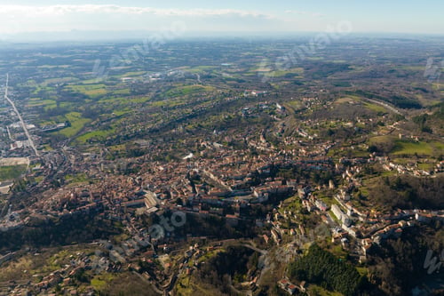 Preview: Aerial view of dense historic center of Thiers town in Puy-de-Dome department