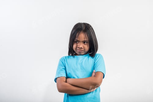 Preview: little girl feel angry in studio shot