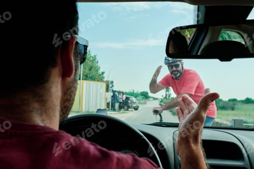 Preview: a driver having a problem with a man in an electric scooter