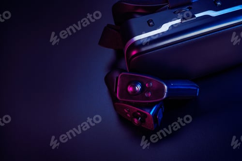 Preview: VR. Virtual Reality equipment on the table