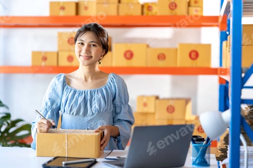 Preview: SME entrepreneur Small business entrepreneurs Online selling ideas,Happy Young Asian business owner