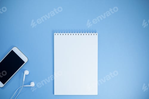 Preview: Creative flat lay photo of workspace desk