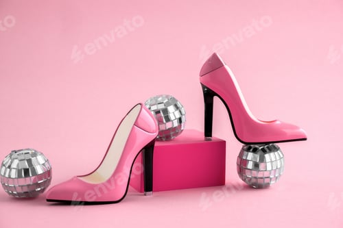 Preview: Pink High Heel Shoes with Disco Balls