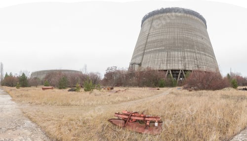 Preview: Outside view on unfinished cooling towers of Chernobyl nuclear power plant