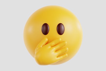 Preview: 3D Blushing Face With Hand Over Mouth Emoji