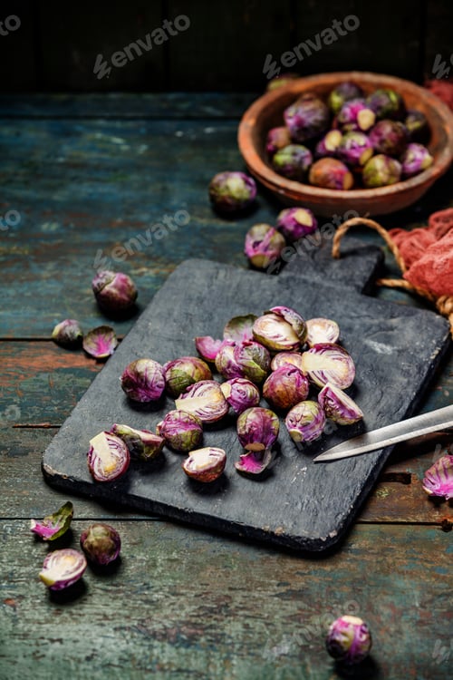 Preview: Healthy cooking ingredients on old wooden table