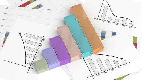 Preview: Colorful business bar chart on documents