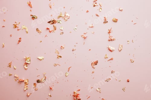 Preview: Pink shiny background with gold foil shiny confetti