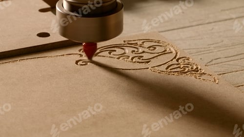 Preview: Drawings on wood. Creative. Sawing on a tree with a special cutter.