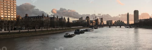 Preview: View along River Thames at Sunset from Westminster Bridge towards Vauxhall, London, England