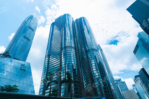 Preview: Hong Kong, China skyscraper building in modern city landscape, business urban center of Asia