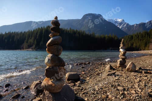 Preview: Balancing Rocks on the beach by the Alouette Lake