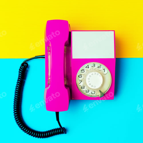 Preview: Retro pink phone. Minimal design art