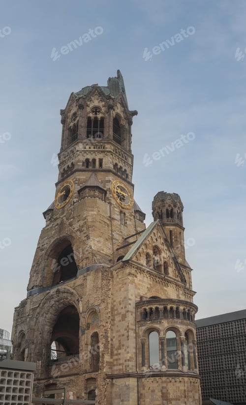 Preview: Kaiser Wilhelm Memorial Church Tower - damaged in a bomb raid - Berlin, Germany