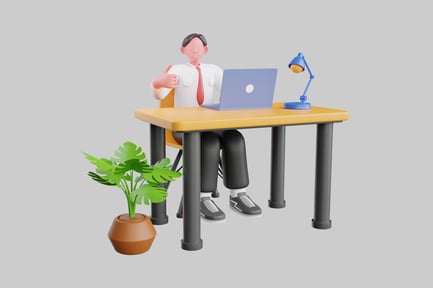 Preview: Man working at desk.