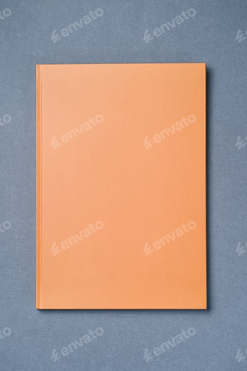 Preview: Orange leather notebook on a gray background