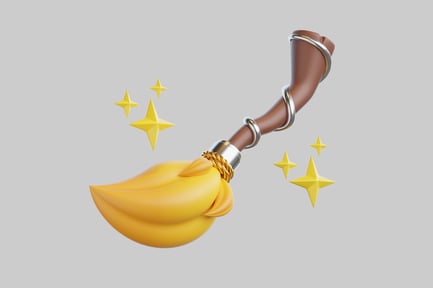 Wizarding Broom with Magic Stars