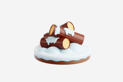 Preview: 3D Snowy Wood Logs on Round Base