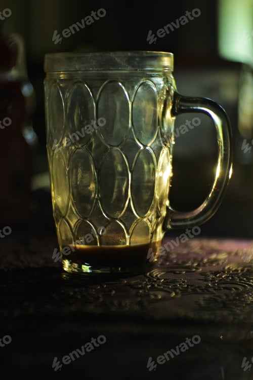Preview: Selective focus shot of glass beer mug