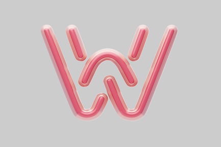 Preview: Stylized bubble-like letter W in vibrant pink