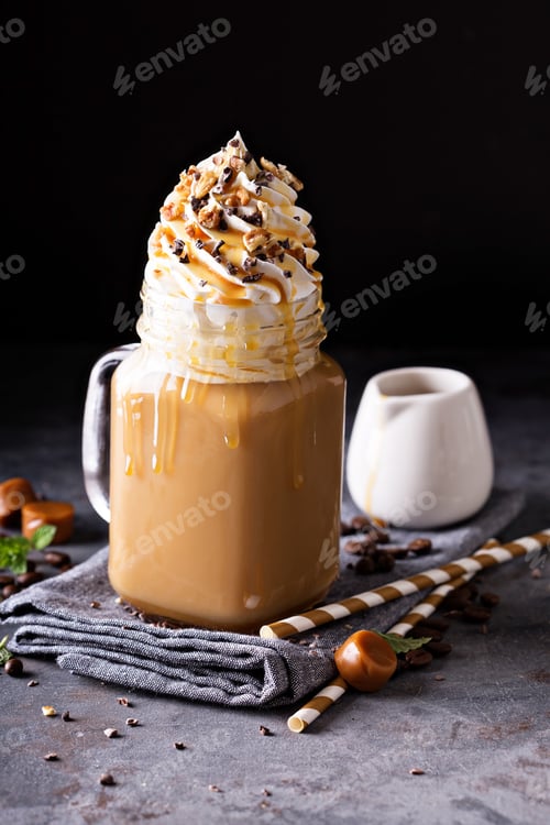 Preview: Caramel iced latte with whipped cream