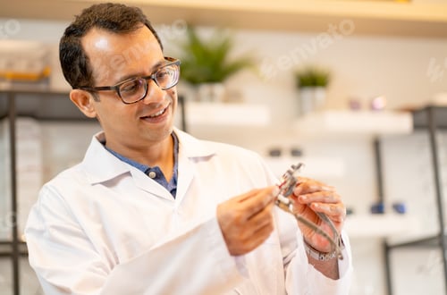Preview: Close up optical staff or ophthalmologist hold special glasses that use for testing eyesight