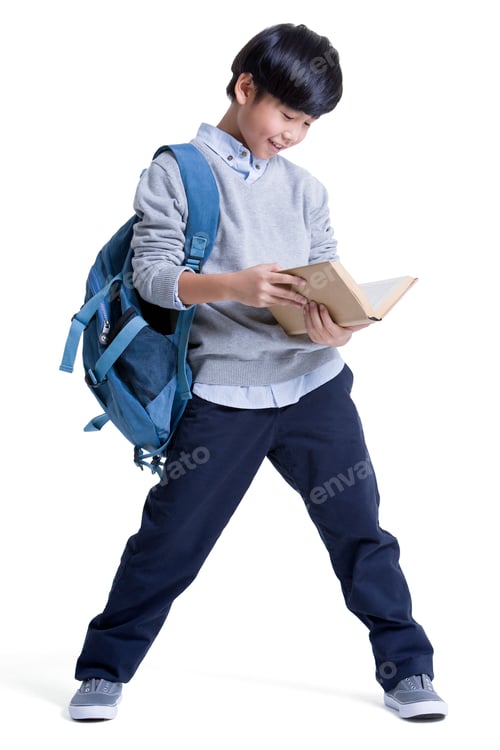 Preview: Cute schoolboy reading