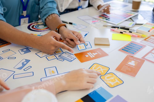 Preview: ux, ui, web and mobile app designers are discussing the look and feel of the website or app