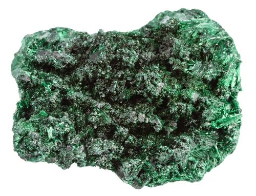 Preview: unpolished fibrous malachite mineral isolated