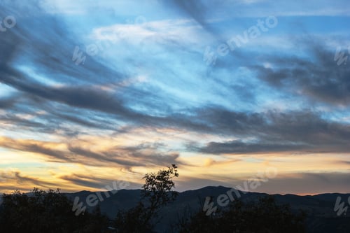 Preview: Spectacular sunset over landscape at mountains in Georgia in autumn.