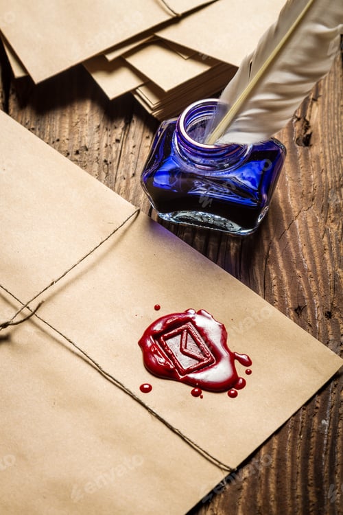 Preview: Viewing vintage mail with red sealant