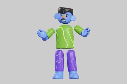 Preview: Cartoon figure in a topographic shirt.