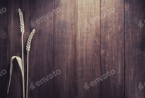 Preview: ears of wheat on wood