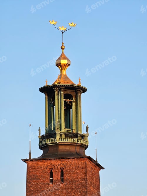 Preview: Scenic view of the cityscape of Stockholm at sunset in Sweden