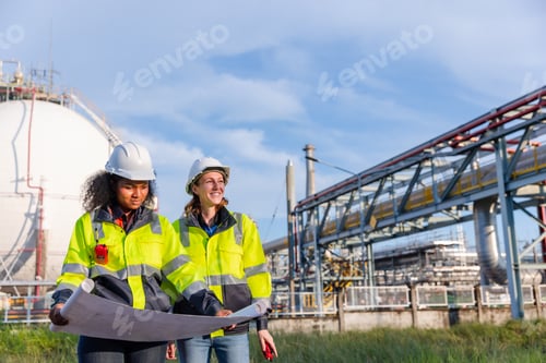 Preview: Two Female Engineers Reviewing Construction Plans