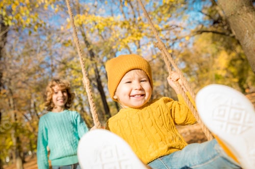 Preview: Happy children having fun outdoor in autumn park