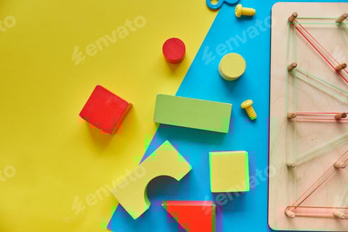 Preview: School, education and learning concept. creativity for kids. Top view colorful background. Flat lay